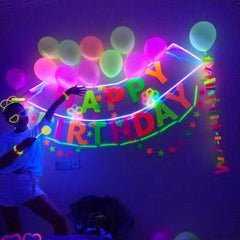 100pcs UV Neon Glow Latex Balloons Happy Birthday Fluorescent Luminous Balloons