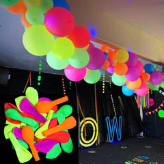 100pcs UV Neon Glow Latex Balloons Happy Birthday Fluorescent Luminous Balloons