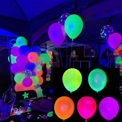 100pcs UV Neon Glow Latex Balloons Happy Birthday Fluorescent Luminous Balloons