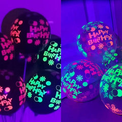 100pcs UV Neon Glow Latex Balloons Happy Birthday Fluorescent Luminous Balloons