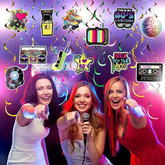 36pcs 80s Party Hanging Swirls Decorations Neon Streamers for Throwback Birthday