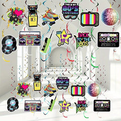 36pcs 80s Party Hanging Swirls Decorations Neon Streamers for Throwback Birthday