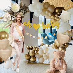 Golden Baby Shower Decorations for Boys & Girls - Balloons, Sash, Cake Topper