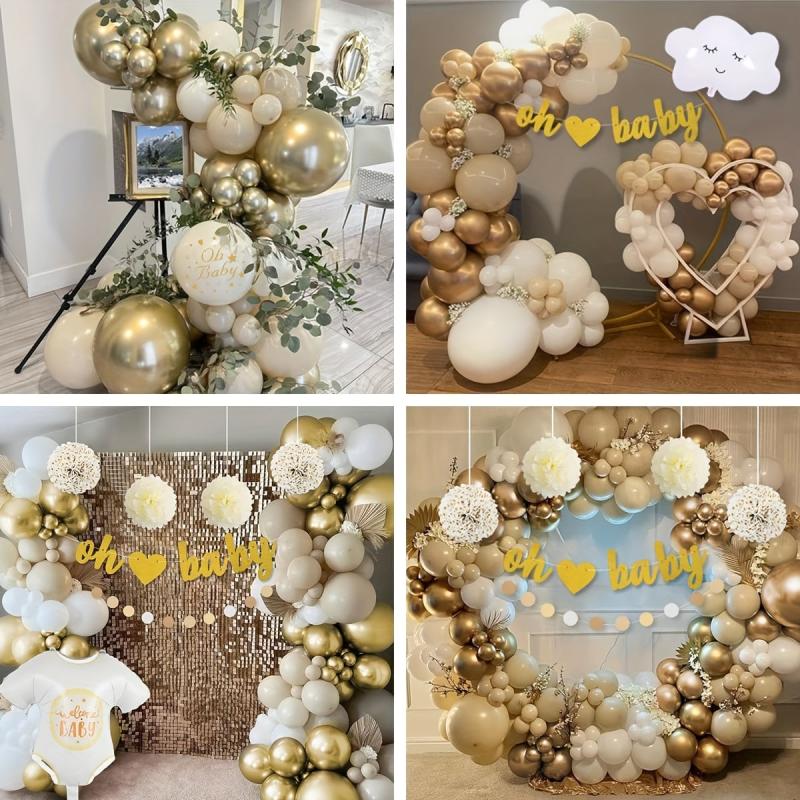 Golden Baby Shower Decorations for Boys & Girls - Balloons, Sash, Cake Topper