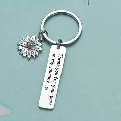 Stainless Steel Thank You For Your Part In My Journey Sunflower Pendant Keychain