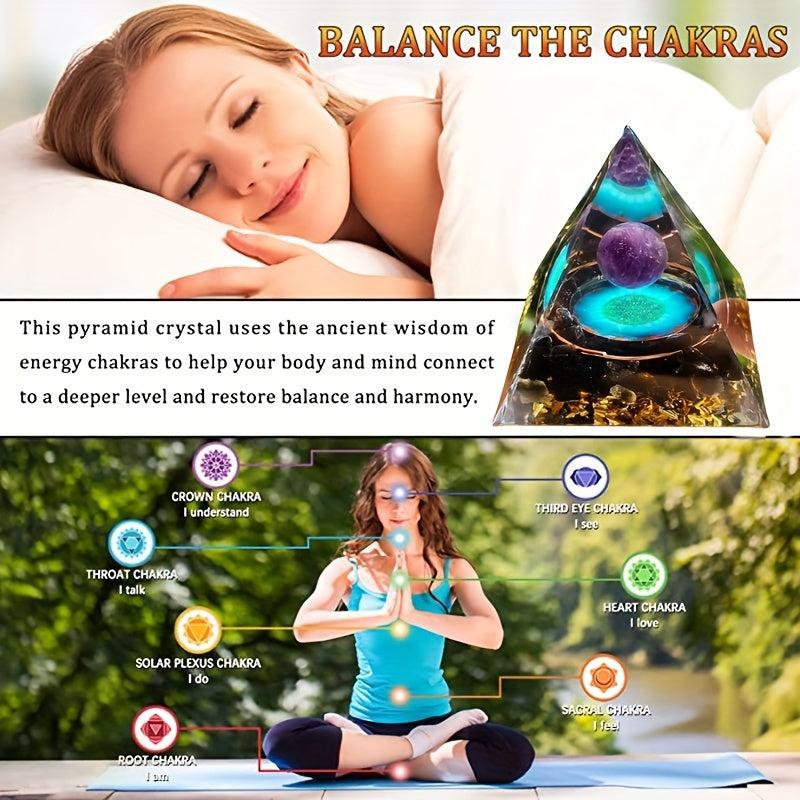 Orgone Pyramid Moonstone Amethyst Crystals Chakra Anti Stress Wisdom
