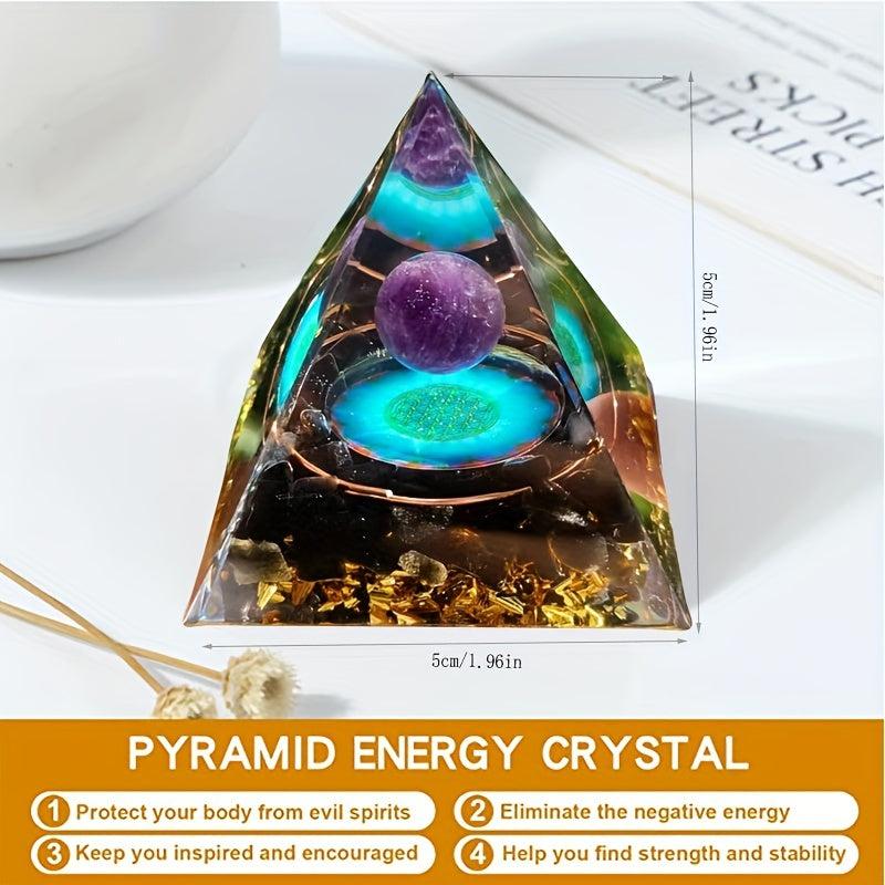 Orgone Pyramid Moonstone Amethyst Crystals Chakra Anti Stress Wisdom