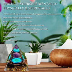 Orgone Pyramid Moonstone Amethyst Crystals Chakra Anti Stress Wisdom