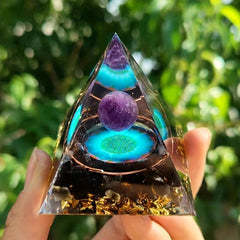 Orgone Pyramid Moonstone Amethyst Crystals Chakra Anti Stress Wisdom