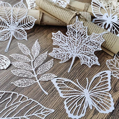 10 Sheets Vintage Hollow Butterfly Plant Textured Paper