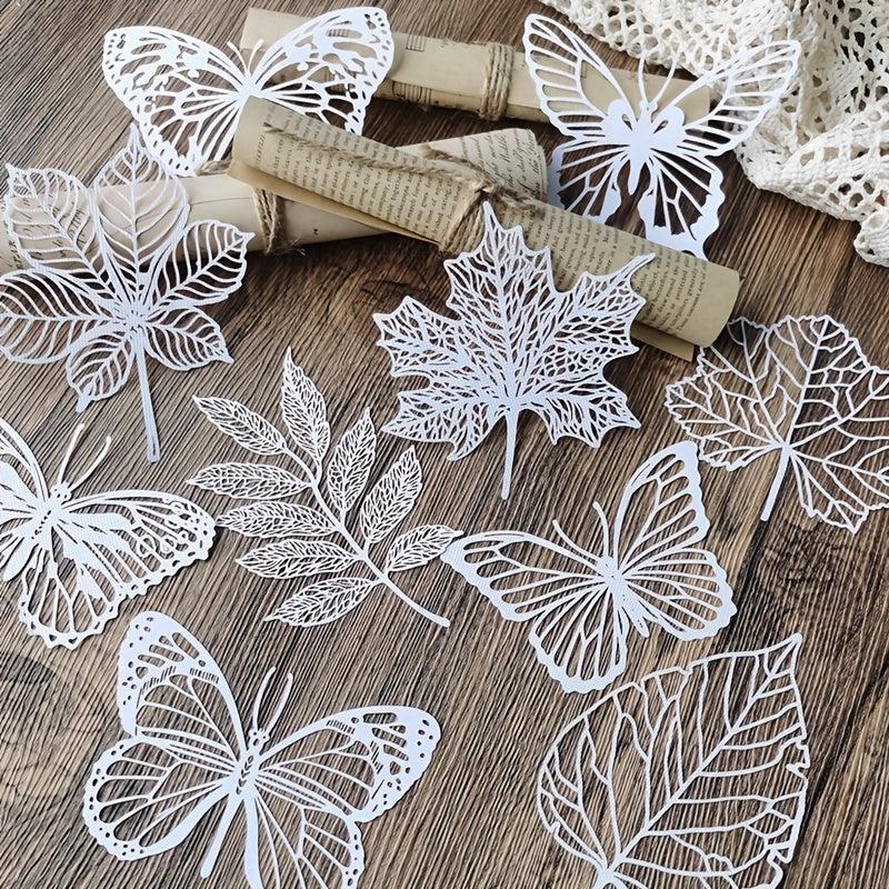 10 Sheets Vintage Hollow Butterfly Plant Textured Paper