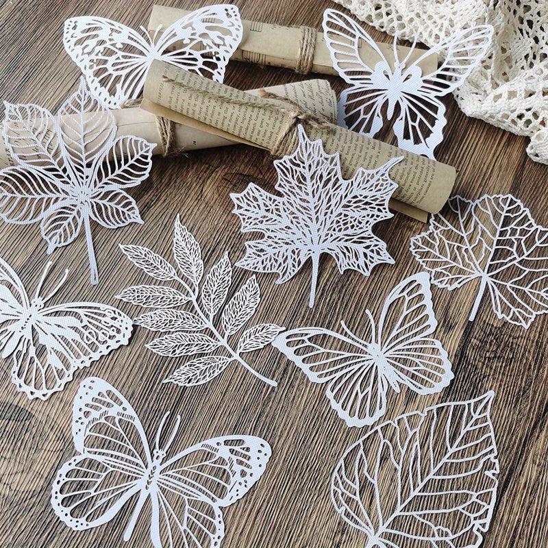 10 Sheets Vintage Hollow Butterfly Plant Textured Paper