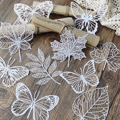 10 Sheets Vintage Hollow Butterfly Plant Textured Paper