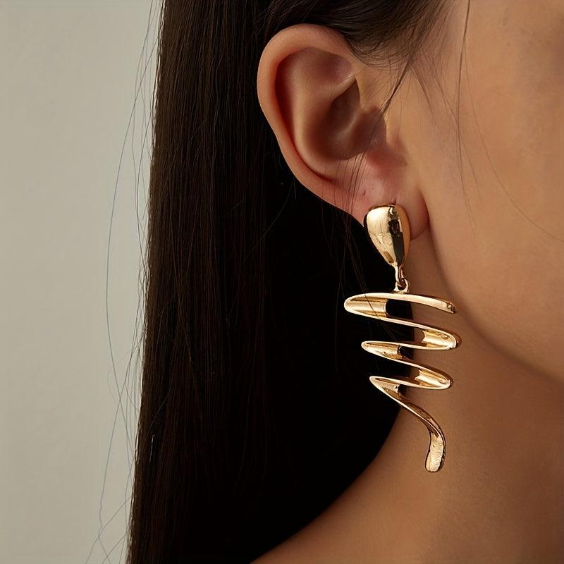 Oversize Geometric Hook Earrings Drop Statement Metal Clip Holiday Supplies