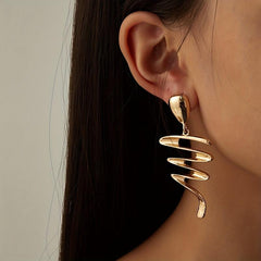Oversize Geometric Hook Earrings Drop Statement Metal Clip Holiday Supplies