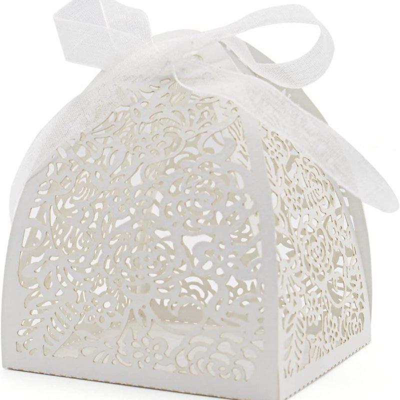 10pcs Golden Pink Rose Candy Boxes for Wedding Favors