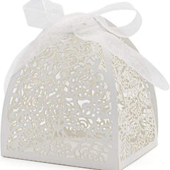 10pcs Golden Pink Rose Candy Boxes for Wedding Favors