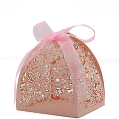10pcs Golden Pink Rose Candy Boxes for Wedding Favors