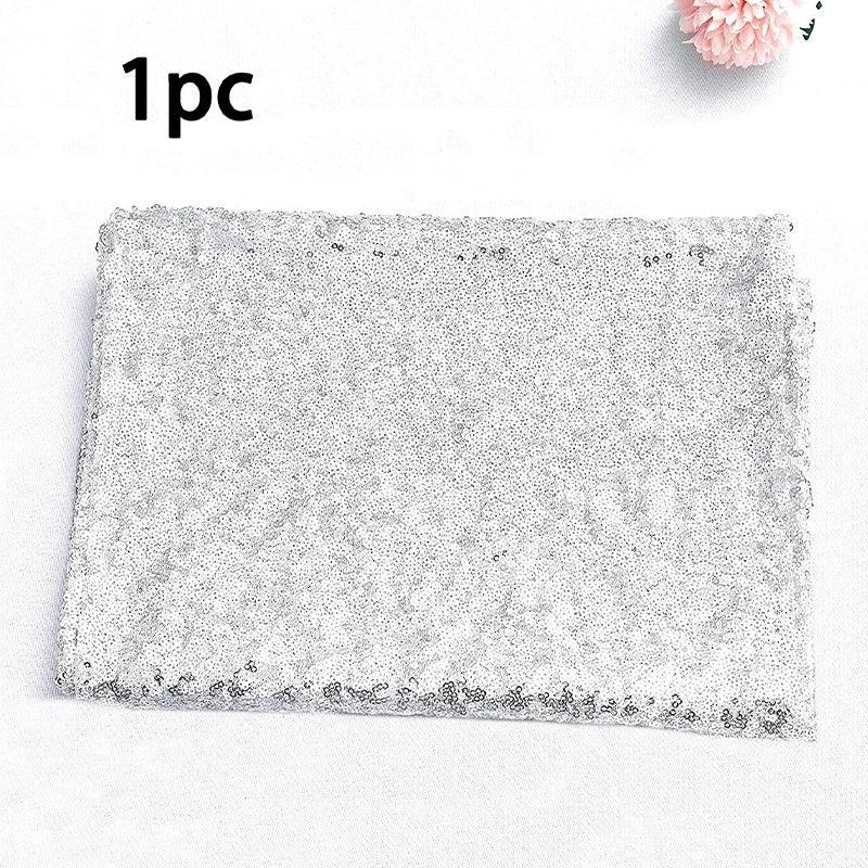 Sparkling Silver Sequin Table Runner for Party Decorations