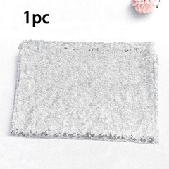 Sparkling Silver Sequin Table Runner for Party Decorations