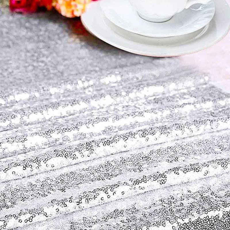 Sparkling Silver Sequin Table Runner for Party Decorations