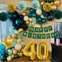 Green Golden 40th Birthday Party Decorations