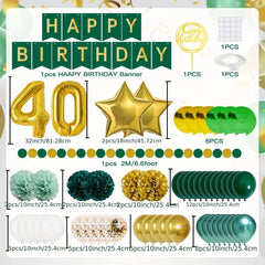 Green Golden 40th Birthday Party Decorations