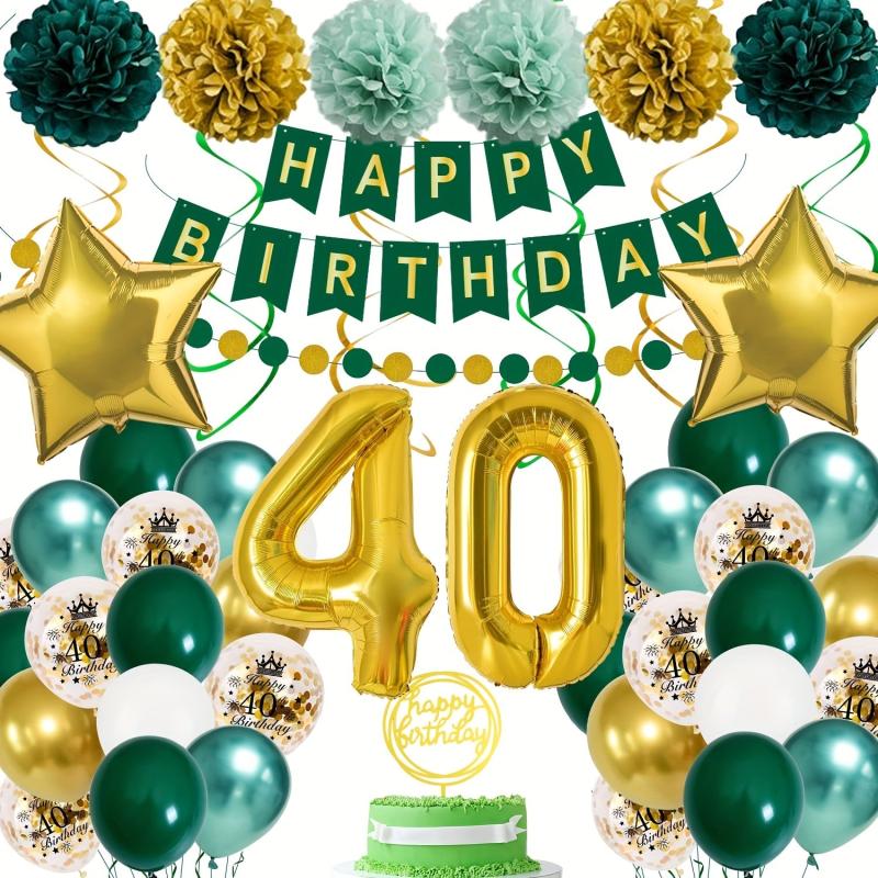 Green Golden 40th Birthday Party Decorations