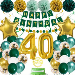Green Golden 40th Birthday Party Decorations