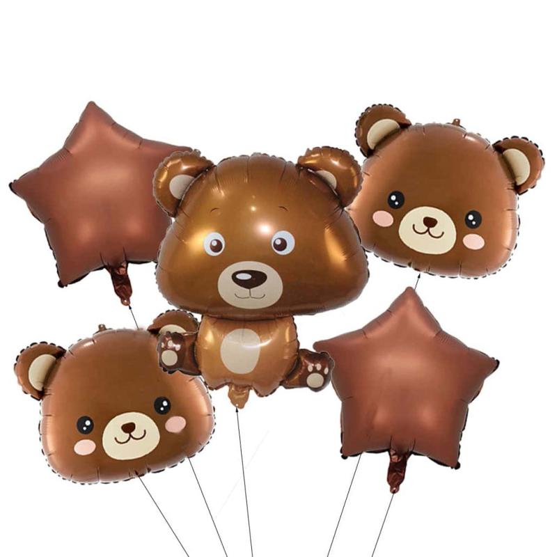 5pcs Brown Bear Themed Forest Party Decoration Balloon