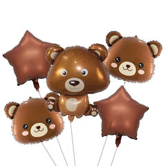 5pcs Brown Bear Themed Forest Party Decoration Balloon