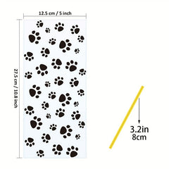 100pcs Paw Print Treat Bags with Twist Ties