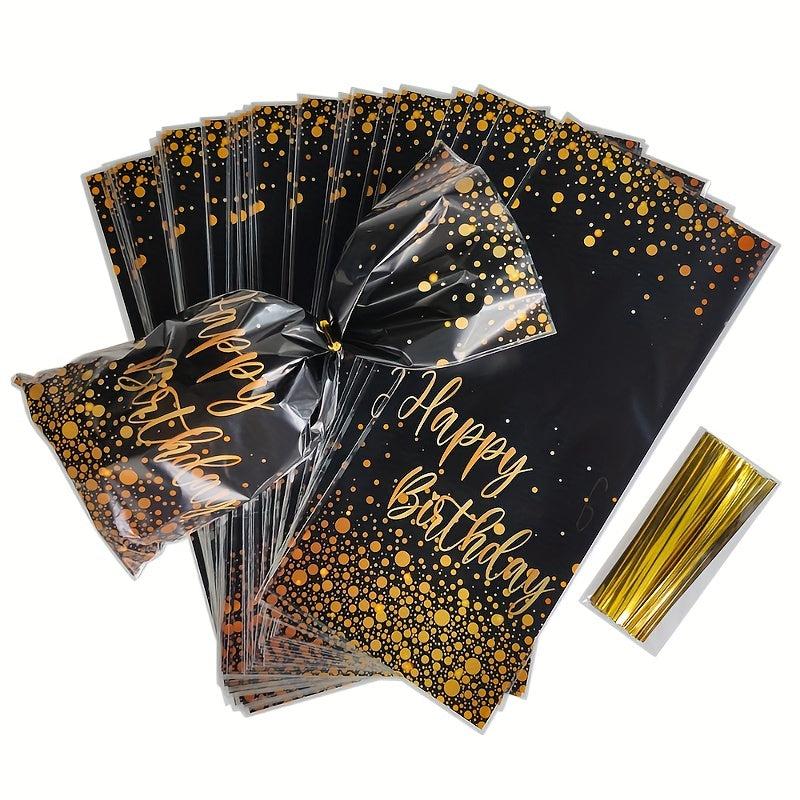30pcs Golden Happy Birthday Gift Bags Treat Bags For Adult Birthday Party