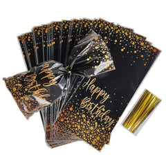 30pcs Golden Happy Birthday Gift Bags Treat Bags For Adult Birthday Party