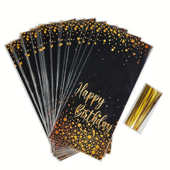 30pcs Golden Happy Birthday Gift Bags Treat Bags For Adult Birthday Party