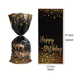 30pcs Golden Happy Birthday Gift Bags Treat Bags For Adult Birthday Party