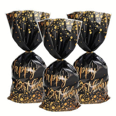 30pcs Golden Happy Birthday Gift Bags Treat Bags For Adult Birthday Party