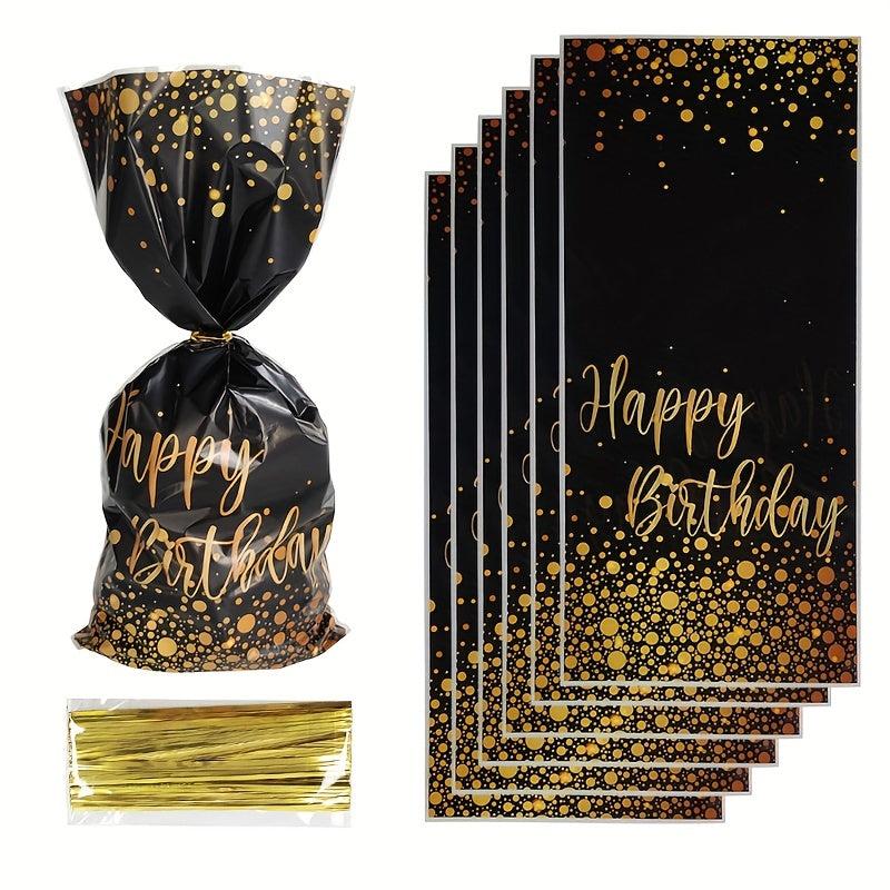30pcs Golden Happy Birthday Gift Bags Treat Bags For Adult Birthday Party