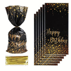 30pcs Golden Happy Birthday Gift Bags Treat Bags For Adult Birthday Party