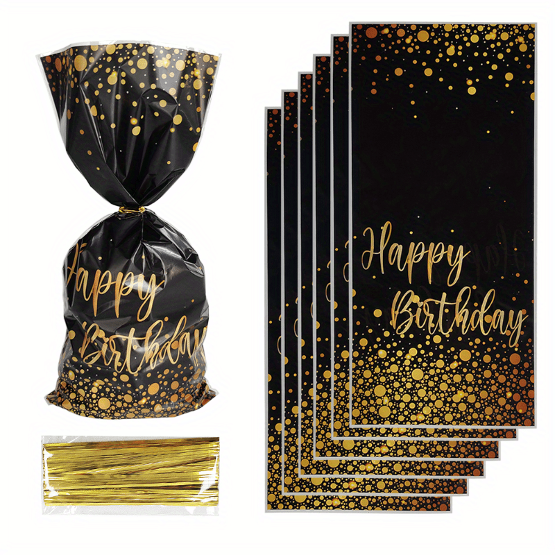 30pcs Golden Happy Birthday Gift Bags Treat Bags For Adult Birthday Party