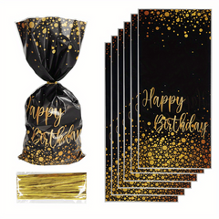 30pcs Golden Happy Birthday Gift Bags Treat Bags For Adult Birthday Party