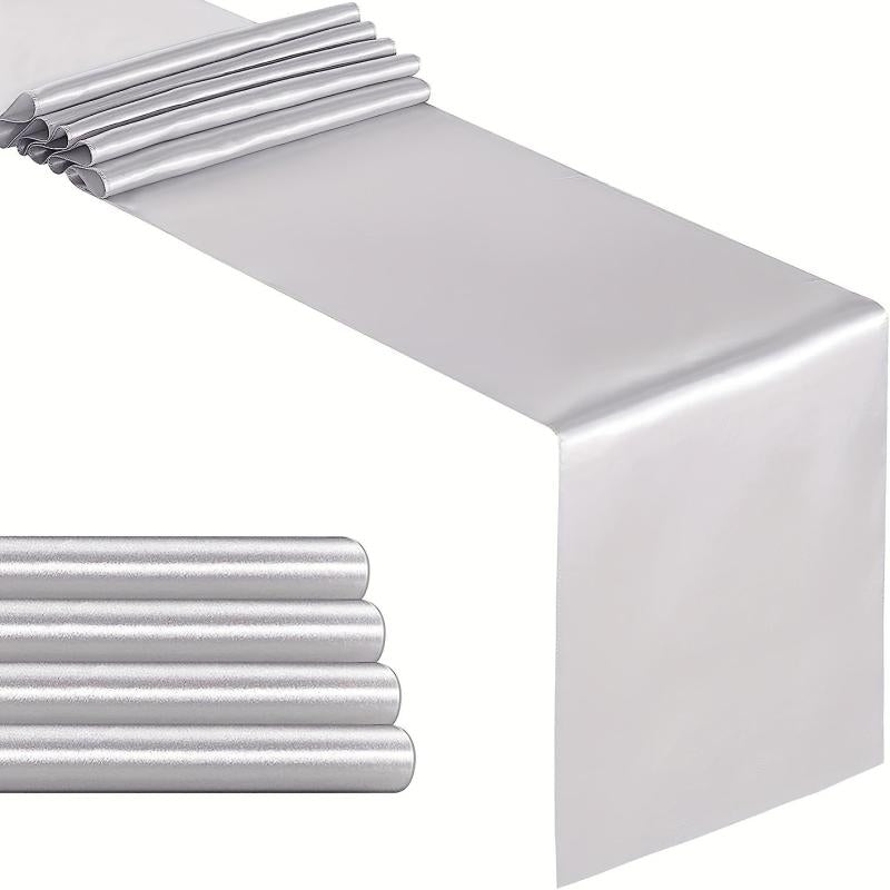 10 Pack Silver Gray Satin Table Runner 30x274 cm Long Silk Fabric Wedding