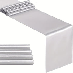 10 Pack Silver Gray Satin Table Runner 30x274 cm Long Silk Fabric Wedding