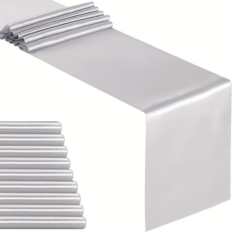 10 Pack Silver Gray Satin Table Runner 30x274 cm Long Silk Fabric Wedding