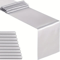 10 Pack Silver Gray Satin Table Runner 30x274 cm Long Silk Fabric Wedding
