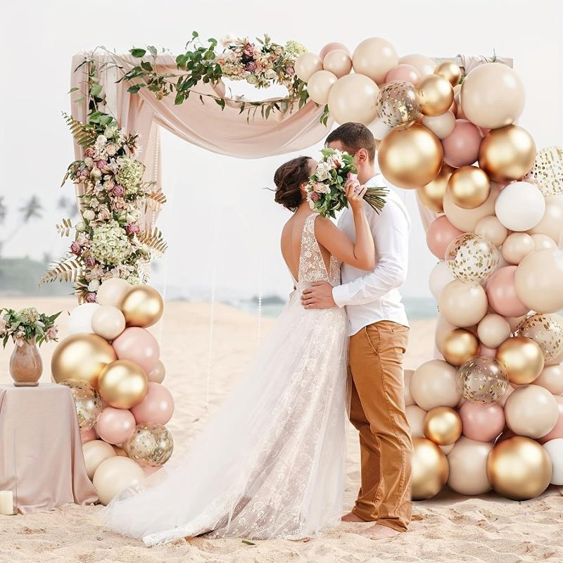 Blush Balloons Garland Arch Kit - Retro Pink Macaron Orange Golden Balloons