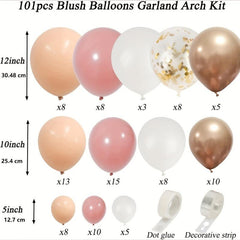 Blush Balloons Garland Arch Kit - Retro Pink Macaron Orange Golden Balloons
