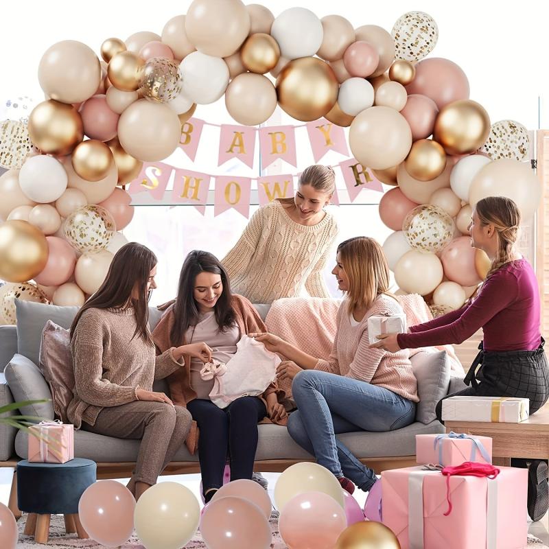 Blush Balloons Garland Arch Kit - Retro Pink Macaron Orange Golden Balloons