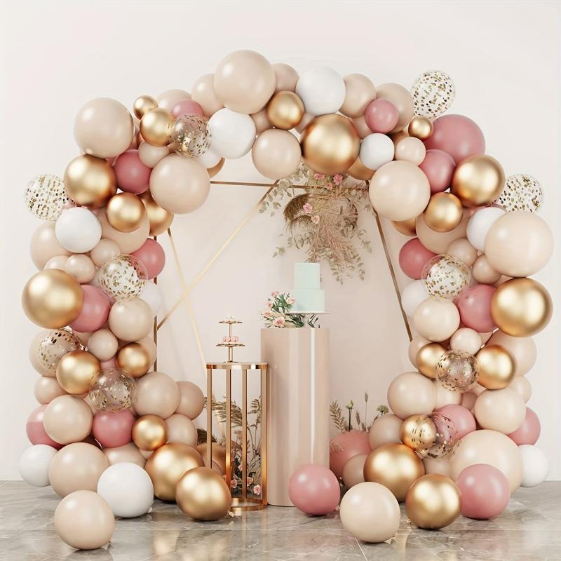 Blush Balloons Garland Arch Kit - Retro Pink Macaron Orange Golden Balloons