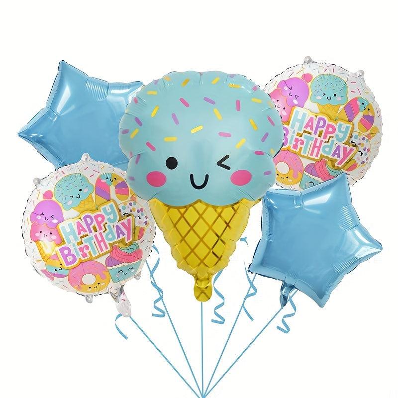 5pcs Ice Cream Balloon Set for Birthdays, Parties, Weddings